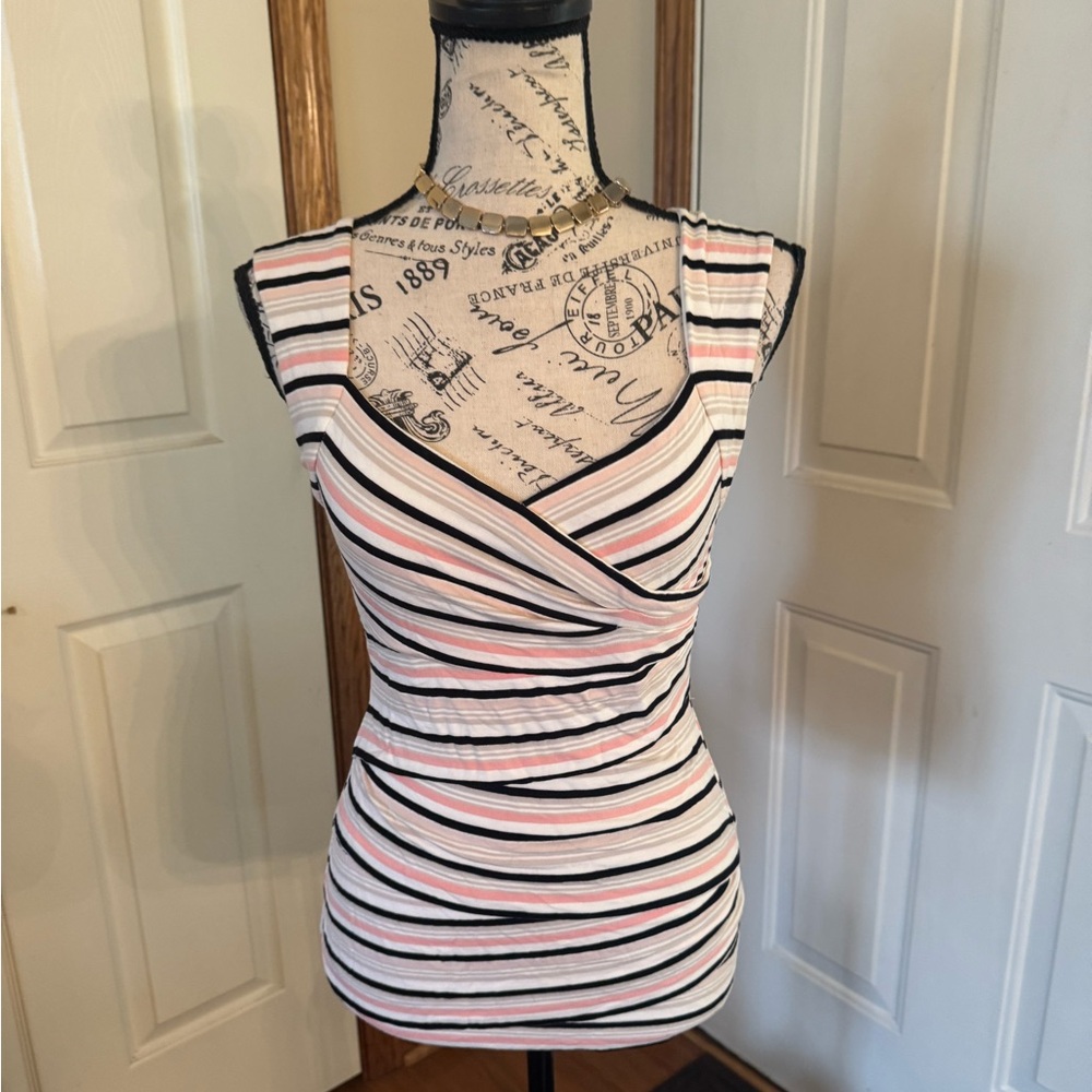 WHBM Striped Sleeveless Wrap Tank size XS